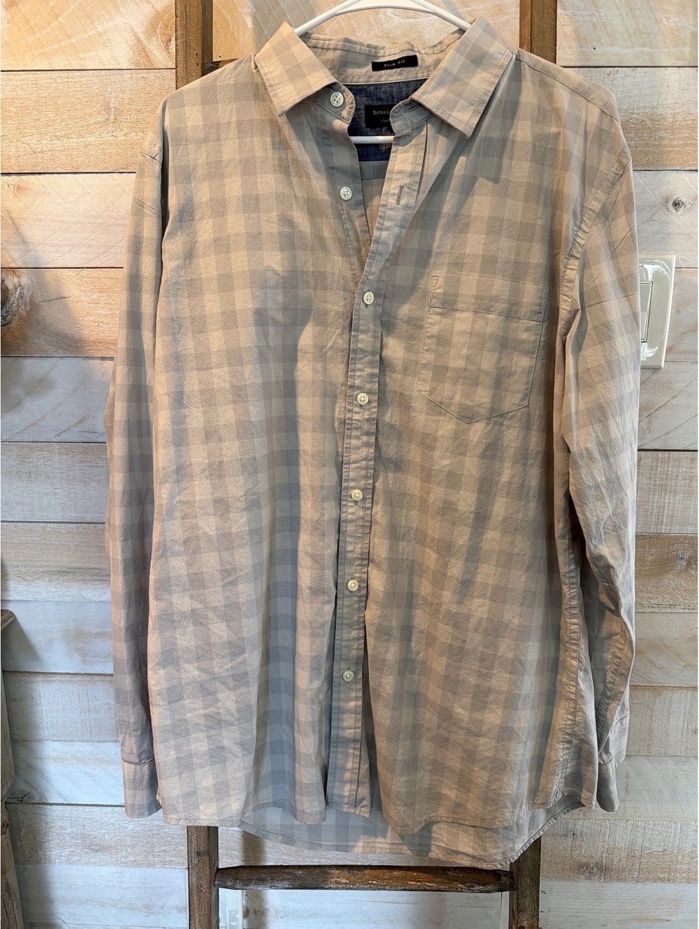 Banana Republic Slim Fit Stretch Soft-Wash Large Button-Up Shirt